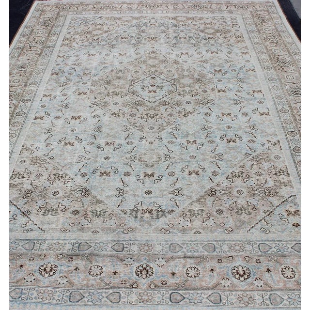 Early 20th Century Early 20th Century Persian Antique Tabriz Rug With Medallion With Herati Design and Muted Colors 7'11 X 11'4 For Sale - Image 5 of 13