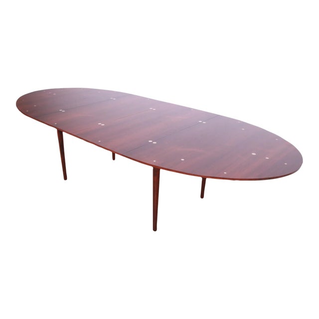 Outstanding Finn Juhl Rosewood and Silver Inlay "Judas" Dining Table, Newly Restored For Sale