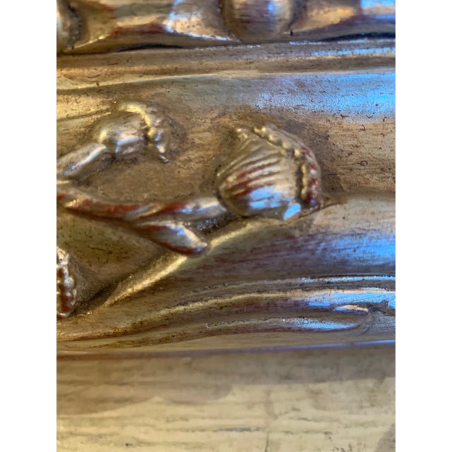 Silver Italian Silver Giltwood Mirror With Calla Lily Decoration For Sale - Image 8 of 13