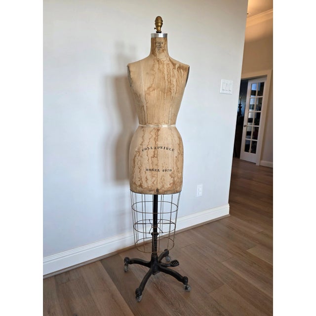 Mid 20th Century Vintage Wolf American Industrial Model 1979 Rolling Dress Form Mannequin on Casters For Sale - Image 5 of 18