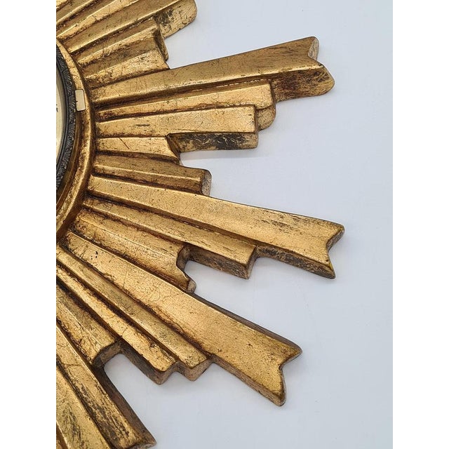 Gold Electrica Sunburst Wall Clock, 1960s For Sale - Image 8 of 11