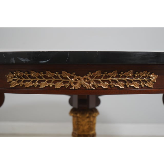 Stone Baker French Empire Round Faux Marble Top Center Table For Sale - Image 7 of 16