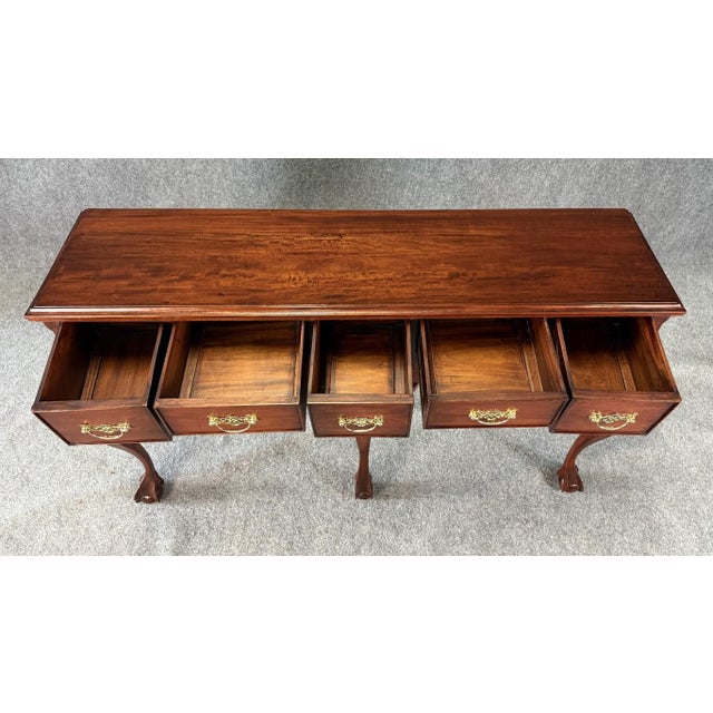 Late 20th Century Vintage Chippendale Style Mahogany Five-Drawer Sideboard For Sale - Image 5 of 11