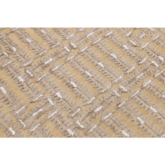 10 X 14 Contemporary Soumak Tan Wool and Jute Rug Handmade Geometric For Sale - Image 11 of 11