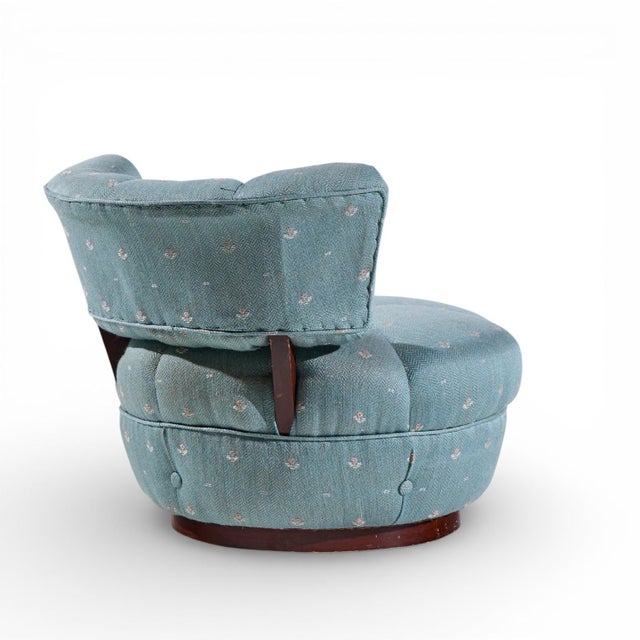 Dunbar Style Mid Century Swivel Pouf Lounge Chairs - Pair For Sale - Image 10 of 12