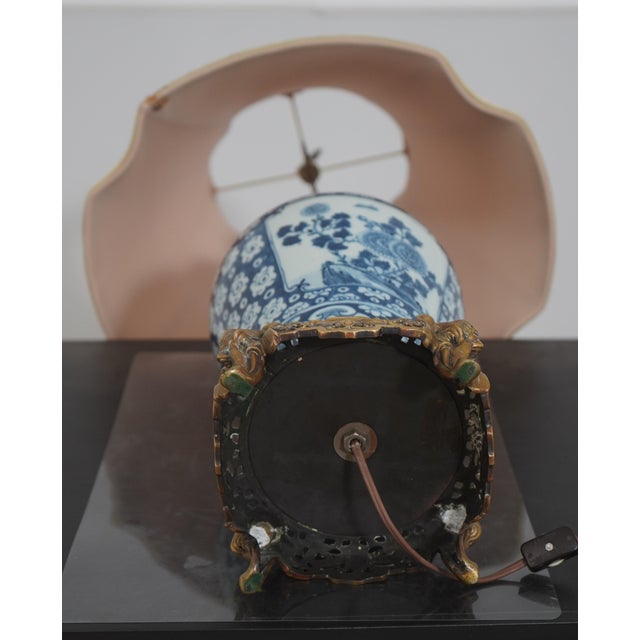 Vintage Chinese Willow Blue & White Porcelain Vase Lamp For Sale - Image 13 of 13