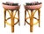 Restored MCM Single Stand Arched Rattan Bar Stool W/ Bark Cloth Seat, Pair For Sale