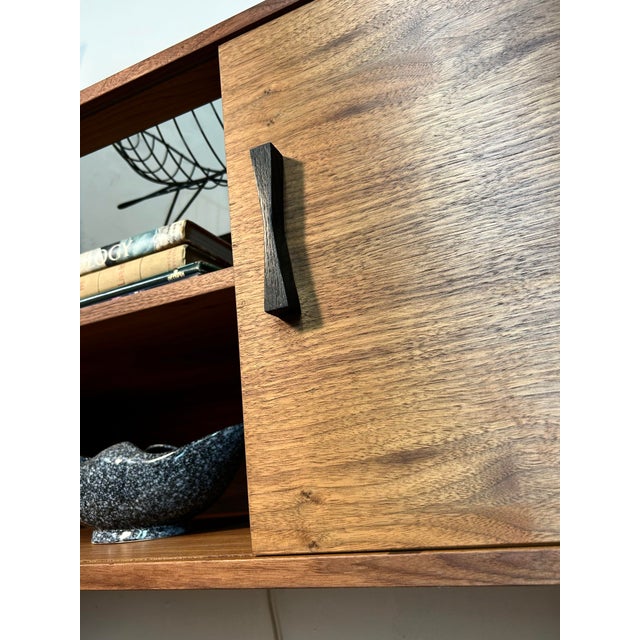 2020s Mid Century Modern Walnut Entertainment Console Credenza For Sale - Image 5 of 9