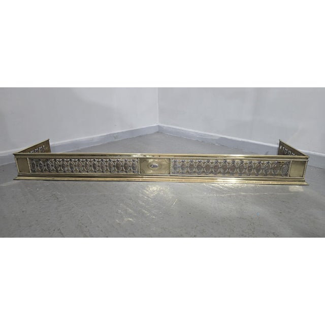 Large Georgian Brass and Cut Steel Fender For Sale - Image 3 of 11