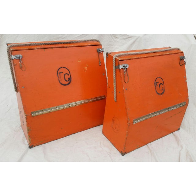 Vintage Western Orange Wood Horse Panniers From a Colorado Ranch a