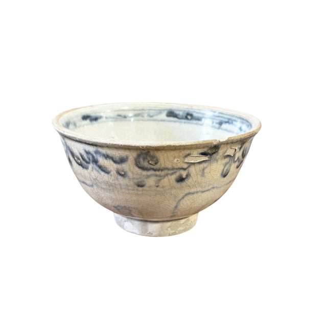 Ceramic Hoi an Hoard Shipwreck Antique Bowl Late 15th-Early 16th Century 5.5" D For Sale - Image 7 of 11