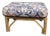 Split Reed Rattan Ottoman With William Morris Style Floral Upholstery For Sale
