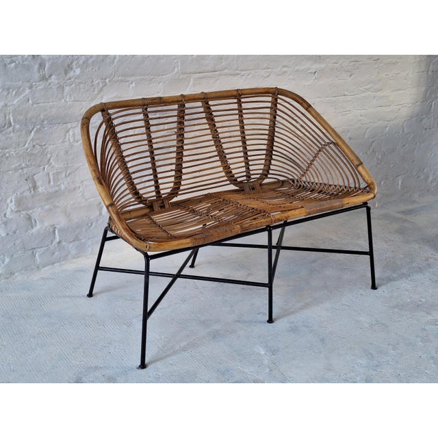 Mid-Century Italian Bamboo and Iron 2-Seater Sofa, 1960s For Sale - Image 9 of 9