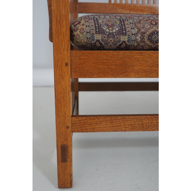Stickley Mission Oak Spindle Settee Loveseat For Sale - Image 9 of 18