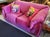 Modern Fuchsia Pink Velour Upholstered Designer Love Seat- Sofa For Sale - Image 3 of 6