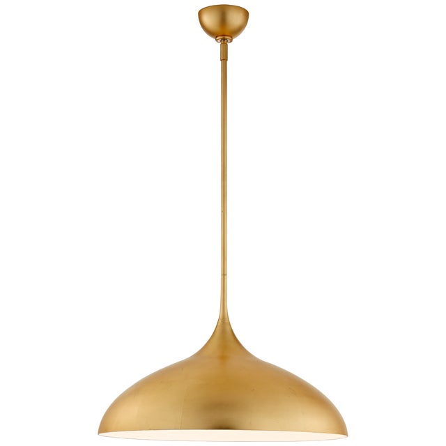 Agnes Large Pendant in Gild with White Interior Designer: AERIN Fixture Height: 13.5" Min. Custom Height: 21" O/A Height:...