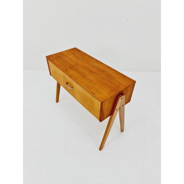 Brown Mid-Century German Beech Side Table, 1950s For Sale - Image 8 of 11