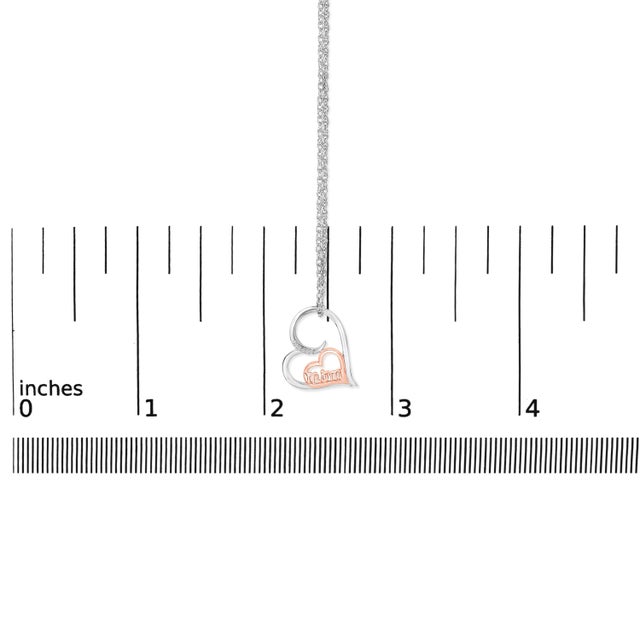 Early 21st Century 14K Rose Gold Plated Sterling Silver Diamond Accent Mom Heart Pendant Necklace For Sale - Image 5 of 5