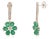 VRJewels 3.33Ct Emerald & Diamond Floral Drop Earrings in 18k Solid White Gold- 2 Pieces For Sale