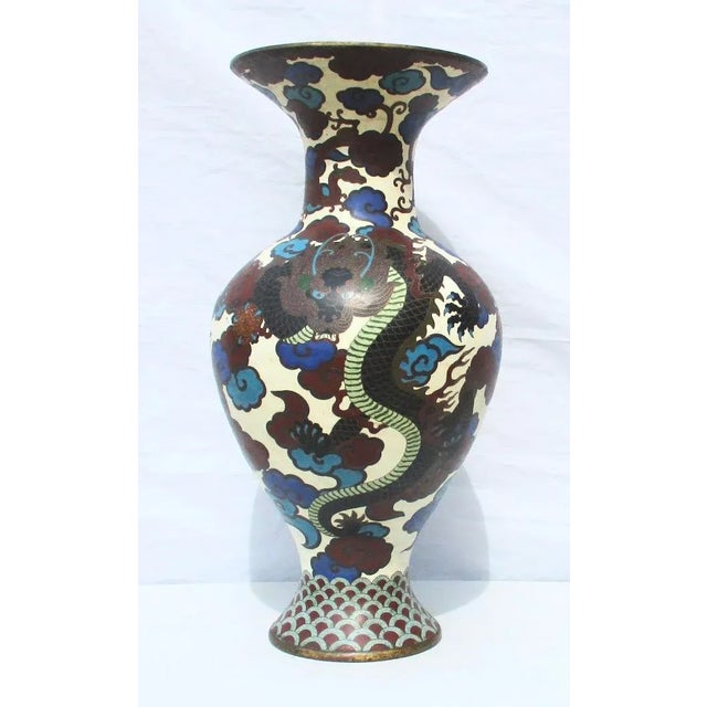 Japanese Massive Enamel Vase Late 19th Century Japan For Sale - Image 3 of 13
