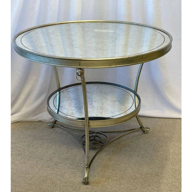 Hollywood Regency Style Mirrored Gueridon, Center Table, Silver Gilt, Lion Heads For Sale - Image 13 of 13