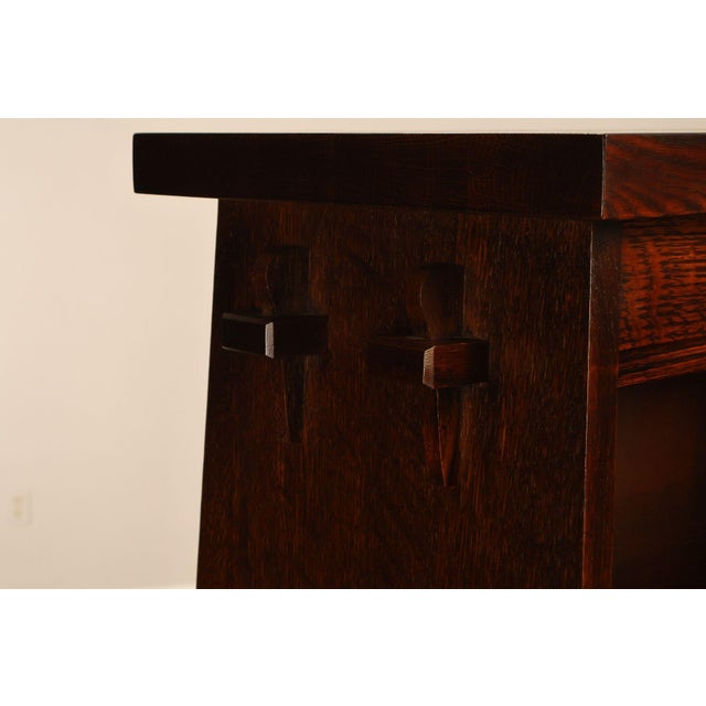 Brown Stickley Mission Collection Oak Open Bookcase Shelf Cabinet For Sale - Image 8 of 18