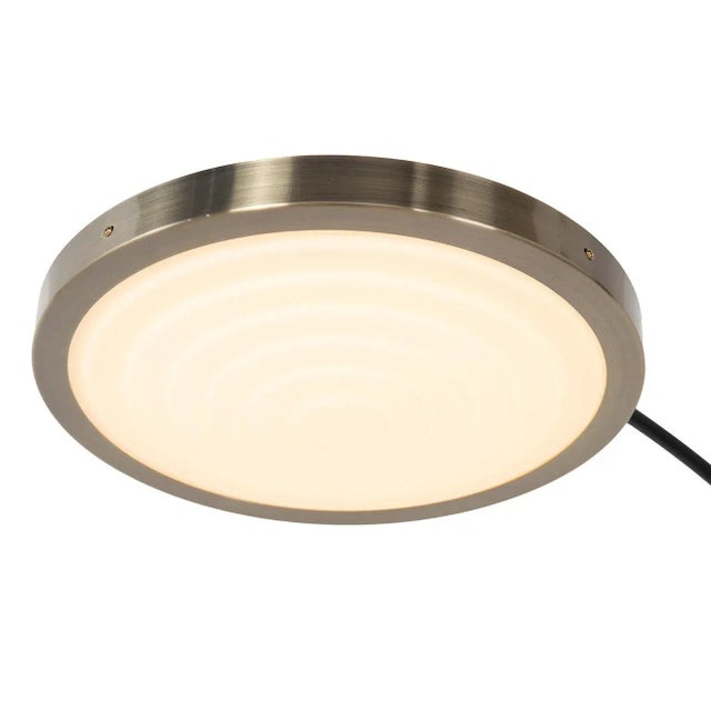 Redondo 1 Light Led Arc Floor Lamp - Matte Black Finish, Weathered Brass, Black Marble Base, Dimmer For Sale - Image 4 of 11