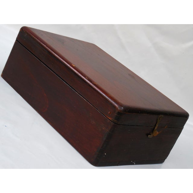 Burnt Umber Antique 19th Century Walnut Traveling Shaving Box With Folding Mirror - Gentleman's Dressing Box For Sale - Image 8 of 10