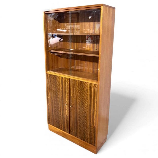 Walnut and Teak Bookcases from Morris of Glasgow, Set of 2 For Sale - Image 9 of 11