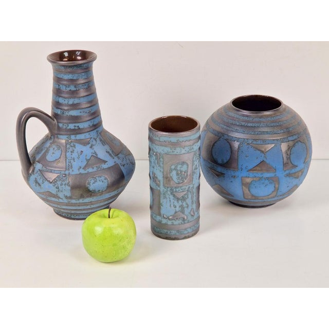Blue Fat Lava Ankara Vases by Carstens Tönnieshof, 1960s, Set of 3 For Sale - Image 8 of 14