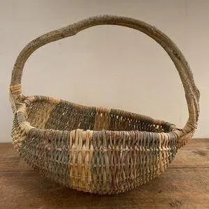 1980s Rustic Gathering Basket with Bentwood Handle For Sale - Image 12 of 13