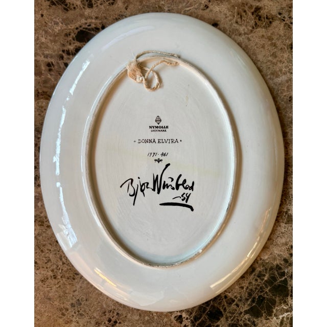 Ceramic 1954 Danish Björn Wiinblad "Donna Elvira" Decorative Ceramic Wall Plate by Nymolle For Sale - Image 7 of 7
