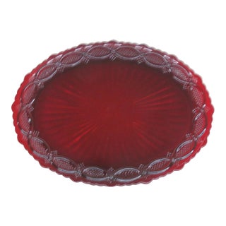 Avon 1876 Cape Cod Collection Ruby Red Oval Serving Plate For Sale