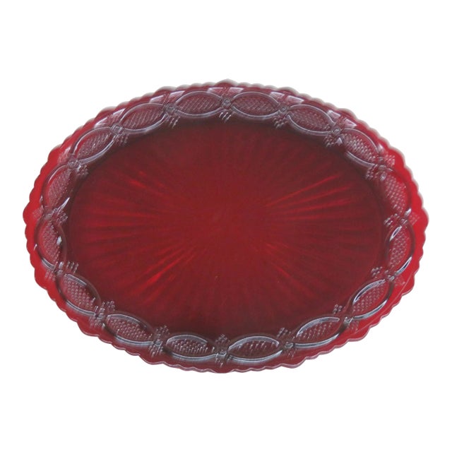 Avon 1876 Cape Cod Collection Ruby Red Oval Serving Plate For Sale