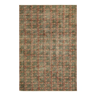 Vintage Zeki Müren Rug in Green With Red Geometric Patterns | Rug & Kilim For Sale