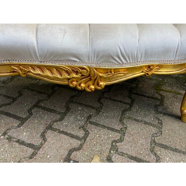 1980s French Louis XVI Gold Beech Beige Settee For Sale - Image 6 of 13