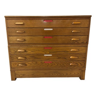 Vintage Oak Flat File For Sale