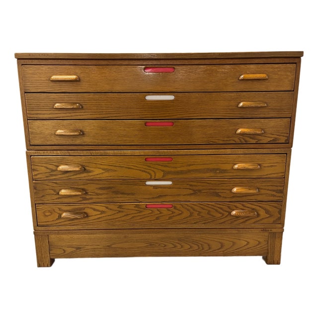 Vintage Oak Flat File For Sale