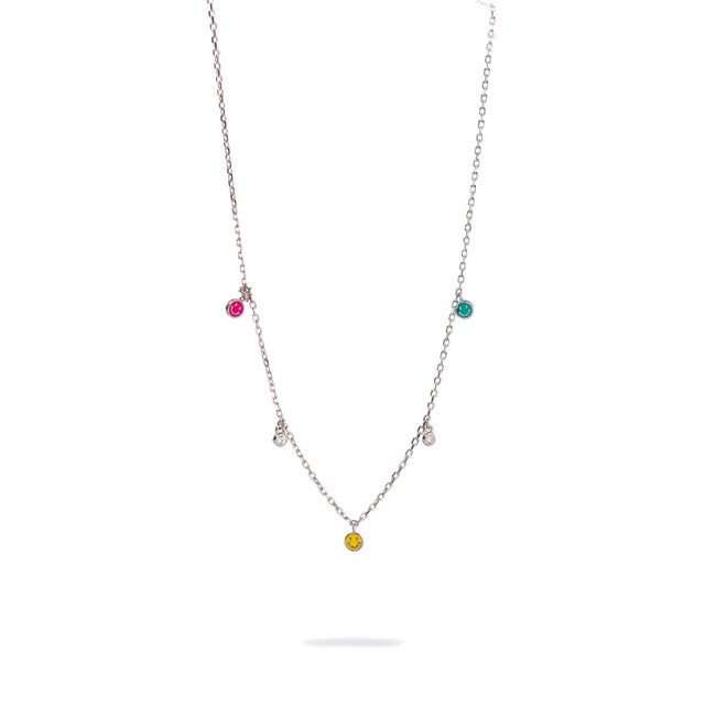 Contemporary Rainbow Smiley Face Silver & Diamond Choker Necklace For Sale - Image 3 of 8