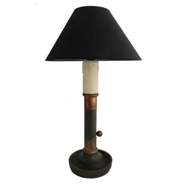 Arts and Crafts Table Lamp in Copper & Wood, 1920s For Sale - Image 9 of 9