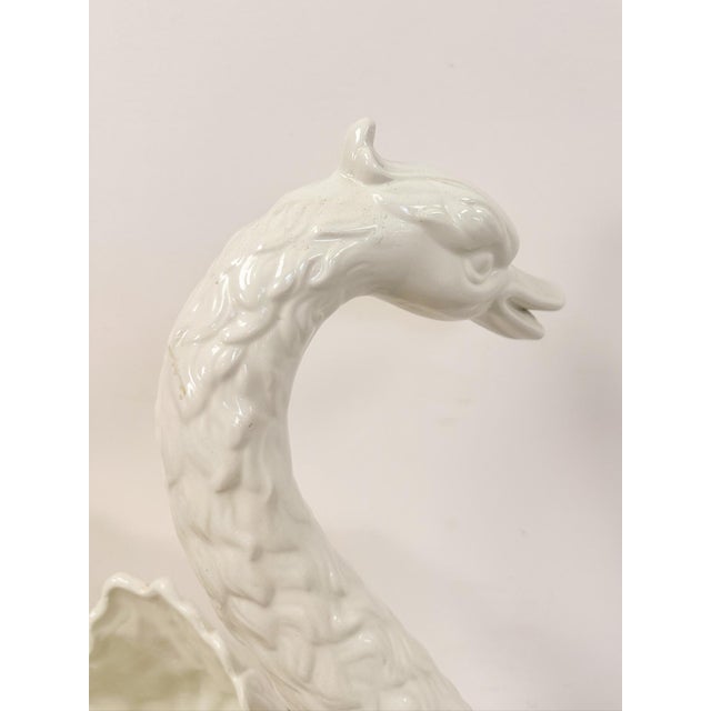Ceramic Large Vintage White Porcelain Swan Planter Sculpture MCM Decor Italian Style For Sale - Image 7 of 17