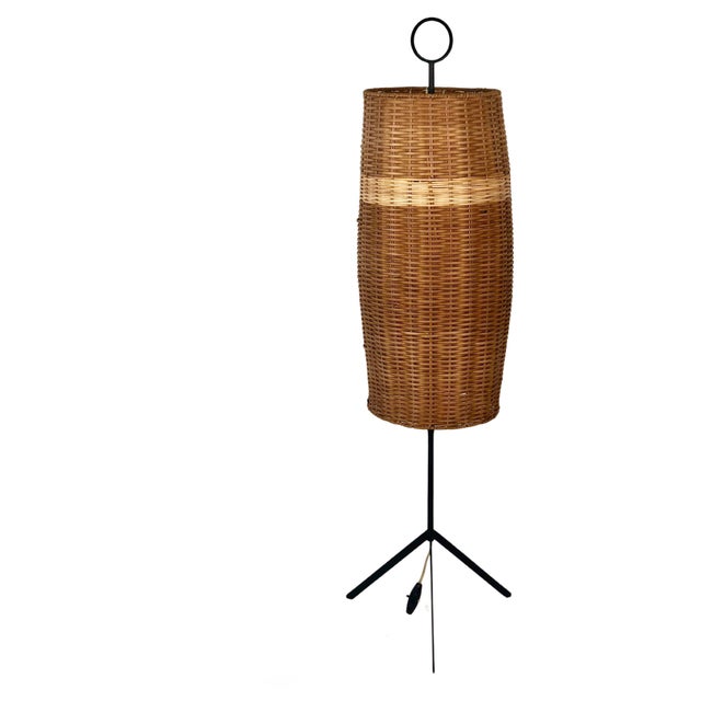 Mid-Century Austrian Wicker Renee Floor Lamp attributed to J.T. Kalmar, 1960s For Sale - Image 18 of 18