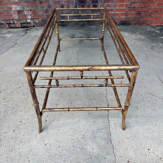 Early 20th Century Late 20th Century Regency Italian Style Hand Gilt Faux Bamboo Coffee Table - Newly Painted For Sale - Image 5 of 11