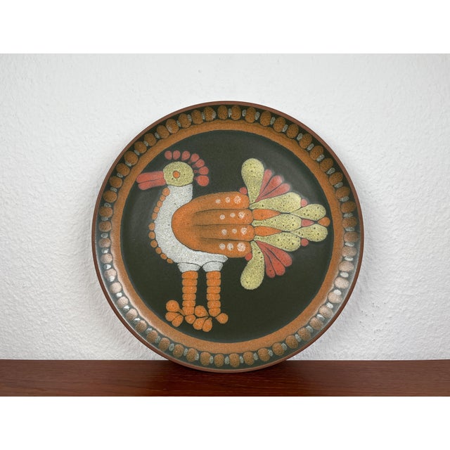 Vintage German Ceramic Wall Plate with Bird Design from Keramik Manufaktur Kupfermühle, 1970s For Sale - Image 6 of 14