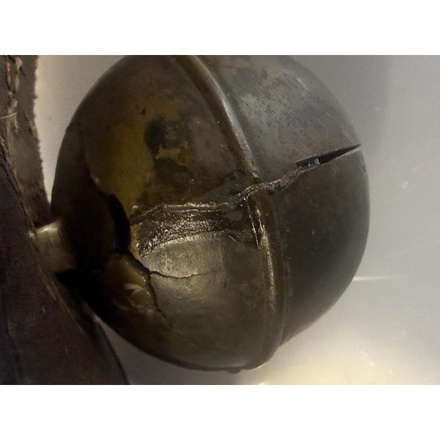 Metal Antique Horse Sleigh Bells on Leather Collar, 1890s For Sale - Image 7 of 18