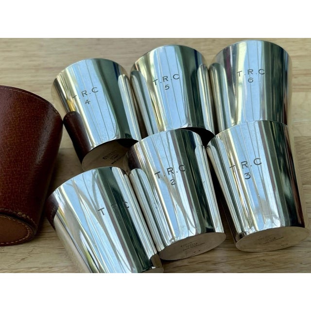 Asprey of London Set X 6 Silver Plated Stacking Travel Shot Cups For Sale - Image 16 of 18