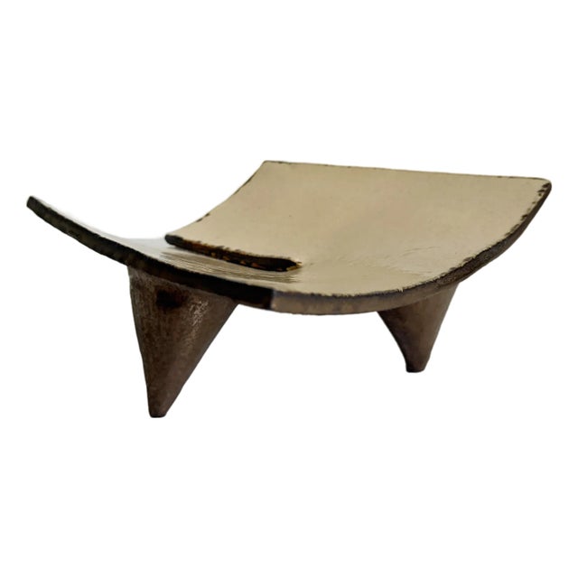 Postmodern Raku Footed Vide Poche For Sale