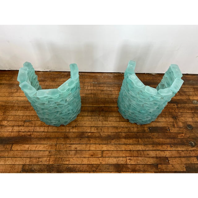 1980 Murano Style Stacked Glass Ice Block Side Tables - a Pair For Sale In New York - Image 6 of 10