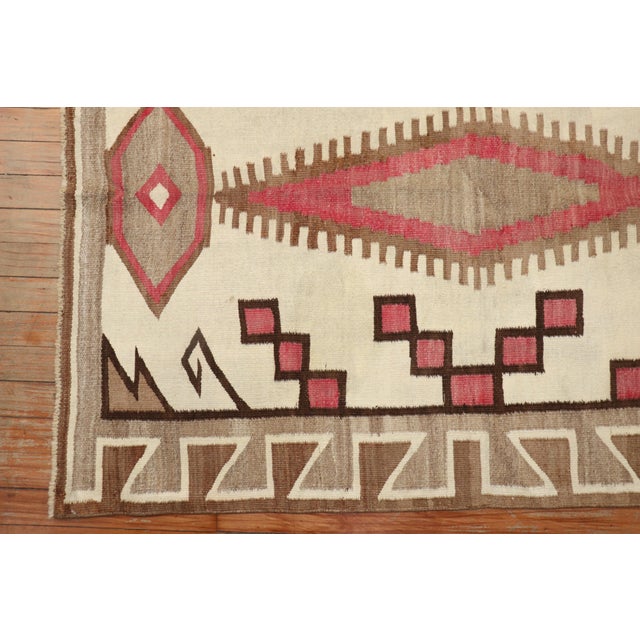 Textile Antique American Navajo Ivory Tribal Rug - 3'5" x 4'5" For Sale - Image 7 of 7