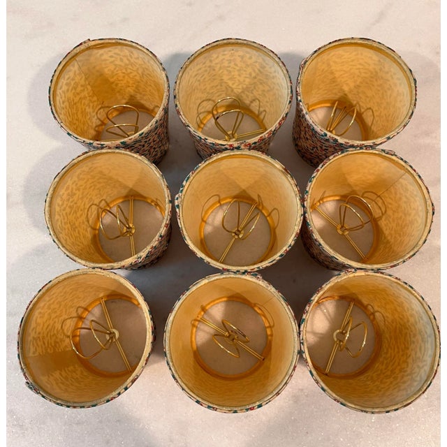 Vintage Fabric Mini Clip-On Lamp Shades For Sale - Image 10 of 13